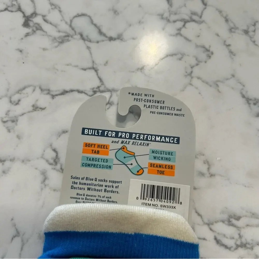 NWT Blue Q Pickleball Sneaker Socks Size Large‎ XL (Woman’s 9-23 Men’s 8-12)